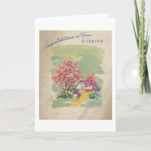 Tarjeta Felicitaciones a la Boda Vintage (Anverso)