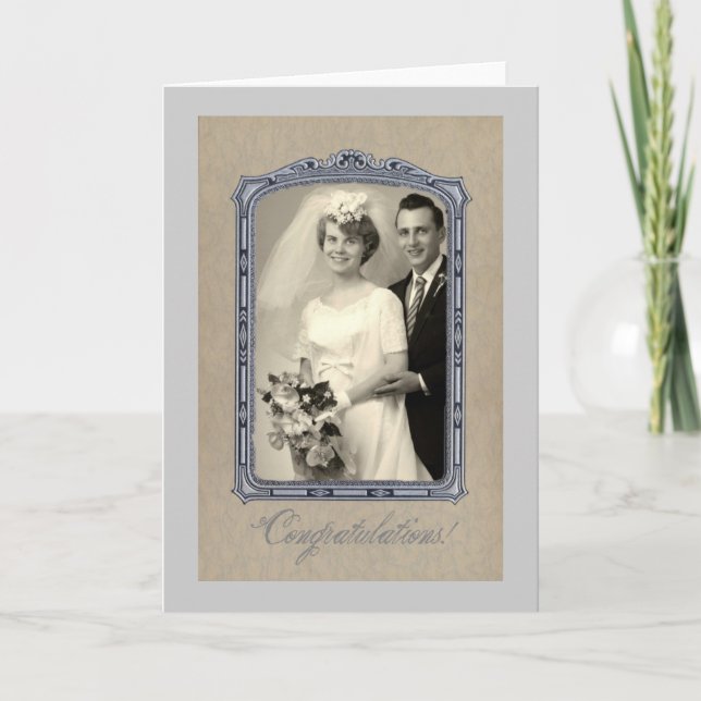 Tarjeta Felicitaciones a la Boda Vintage (Anverso)