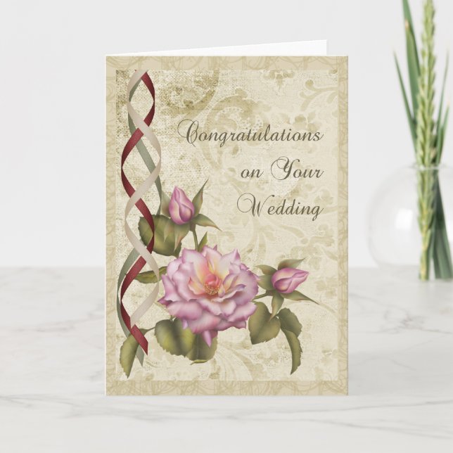 Tarjeta Felicitaciones a la Boda Vintage (Anverso)
