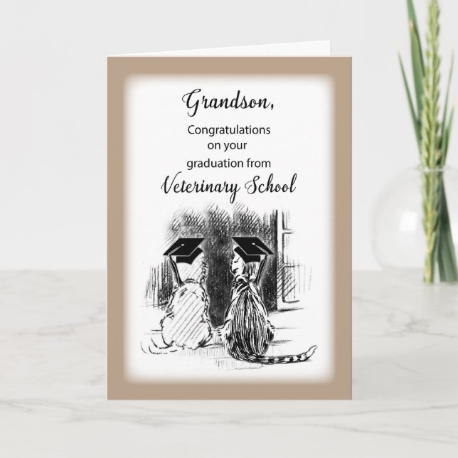 Tarjeta Felicitaciones a la Escuela Veterinaria de Abuela  (Anverso)