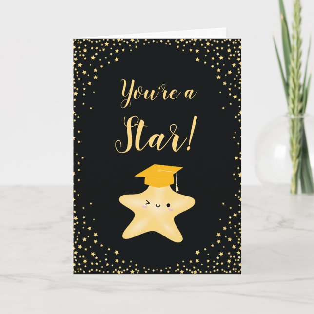 Tarjeta Felicitaciones a la graduación de Superstar Black  (Anverso)