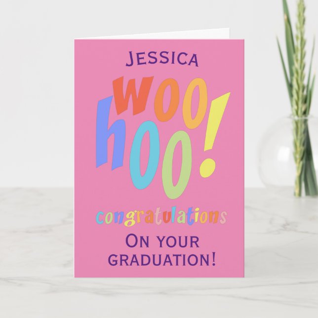 Tarjeta Felicitaciones a la graduación rosada moderna (Anverso)