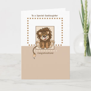 Tarjeta Felicitaciones a la hija mayor por el bebé, león