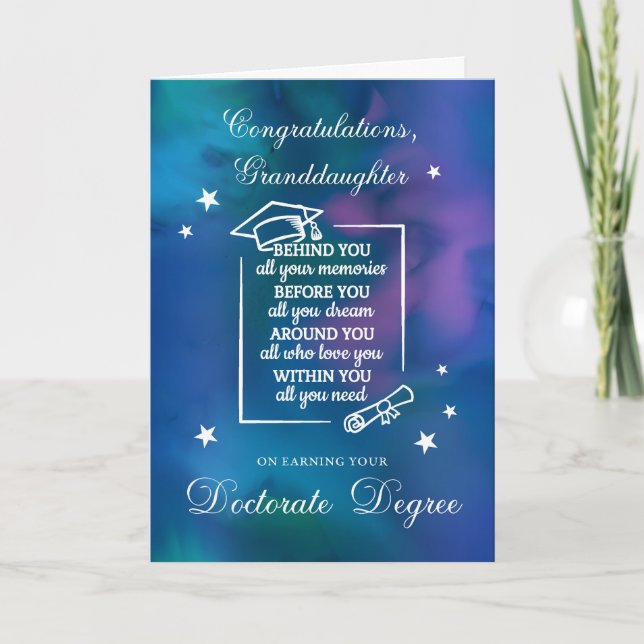 Tarjeta Felicitaciones a la nieta que obtuvo el doctorado (Anverso)