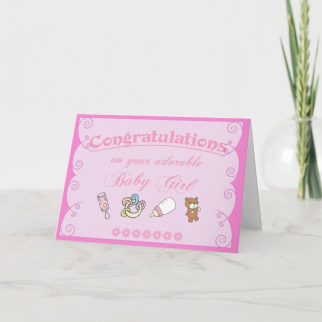 Tarjeta Felicitaciones a la niña/rosa (Anverso)