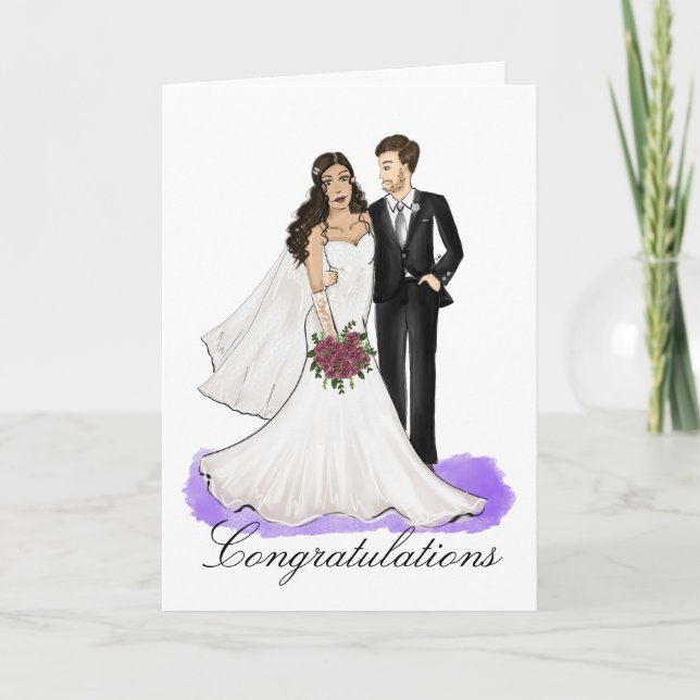 Tarjeta Felicitaciones a la novia y al Boda Groom (Anverso)