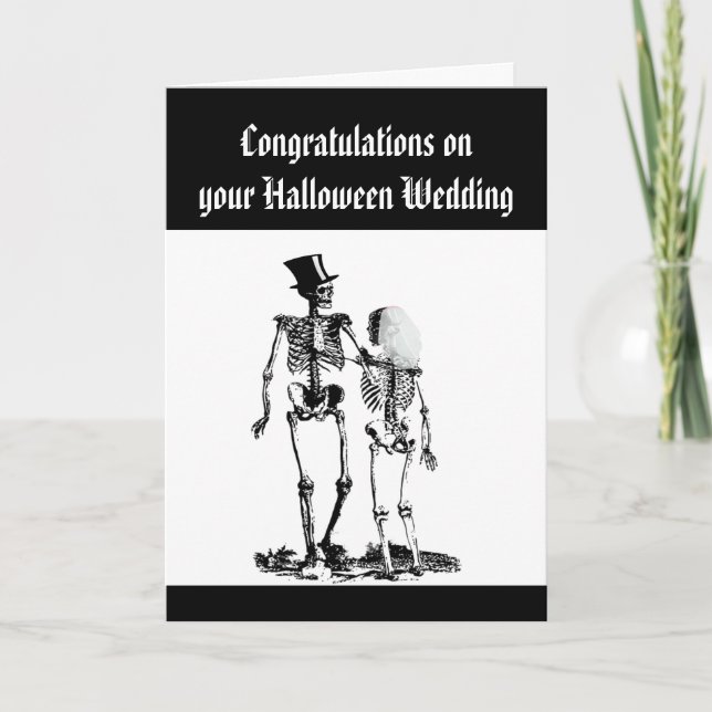 Tarjeta Felicitaciones a la pareja de Bodas Skeleton de Ha (Anverso)