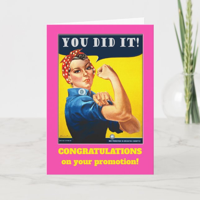 Tarjeta Felicitaciones a la promotora Rosie the Riveter (Anverso)