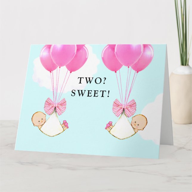 Tarjeta Felicitaciones a las niñas gemelas (Anverso)