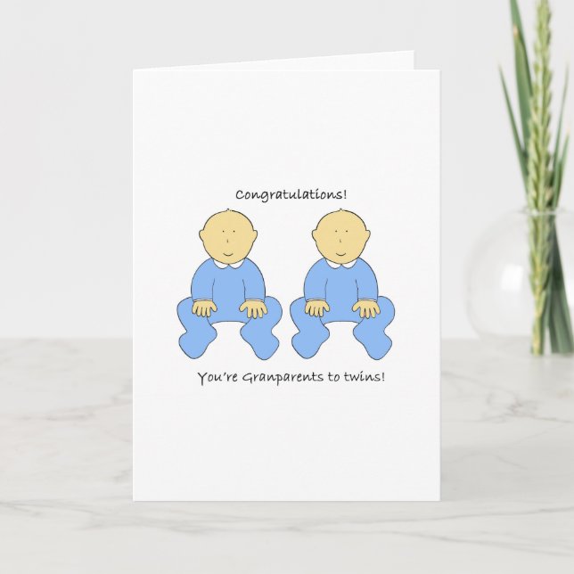 Tarjeta Felicitaciones a los abuelos a los gemelos (Anverso)