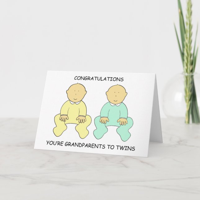 Tarjeta Felicitaciones a los abuelos a los gemelos (Anverso)