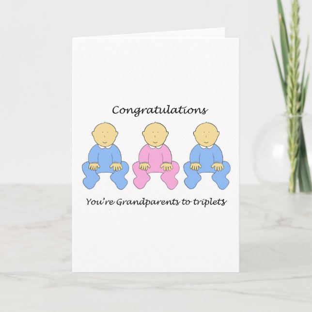 Tarjeta Felicitaciones a los abuelos a los trillizos (Anverso)