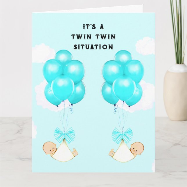 Tarjeta Felicitaciones a los bebés gemelos (Anverso)