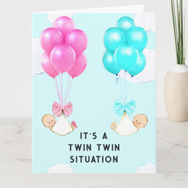 Tarjeta Felicitaciones a los bebés gemelos (Anverso)