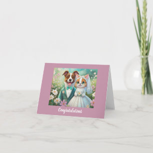Tarjeta Felicitaciones a los Bodas de gatos y perros