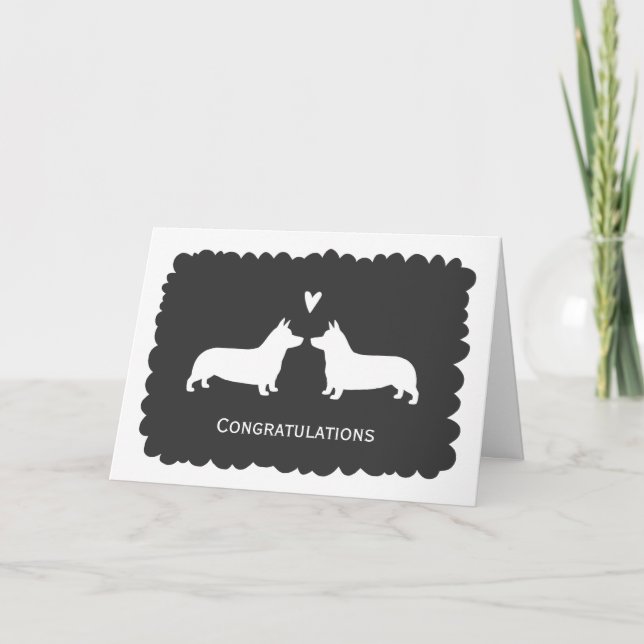 Tarjeta Felicitaciones a los Bodas de Pembroke Welsh Corgi (Anverso)