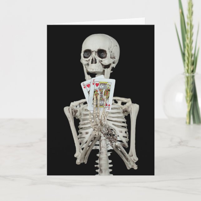 Tarjeta Felicitaciones a los Bodas de Skeleton Halloween (Anverso)