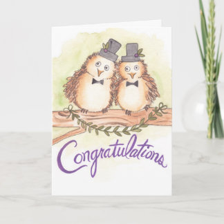Tarjeta Felicitaciones a los búhos por el Boda gay