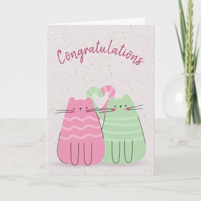 Tarjeta Felicitaciones a los gatos recién casados (Anverso)