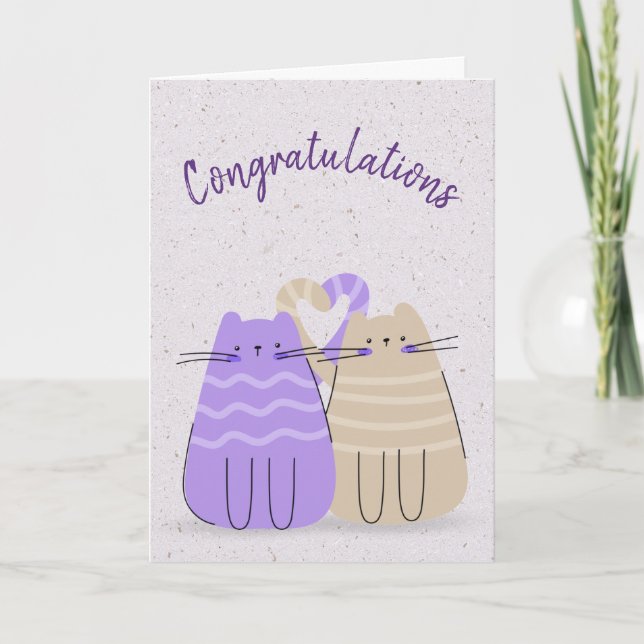 Tarjeta Felicitaciones a los gatos recién casados (Anverso)
