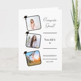 Tarjeta Felicitaciones a los graduados en blanco y negro