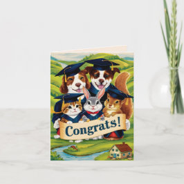 Tarjeta Felicitaciones a los lindos animales de la graduac