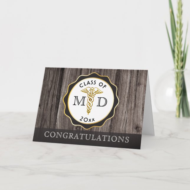 Tarjeta Felicitaciones a los Médicas Rústicos de la Madera (Anverso)