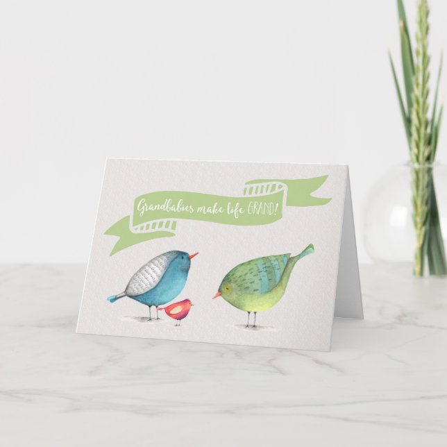 Tarjeta Felicitaciones a los nietos - Los nietos hacen la  (Anverso)