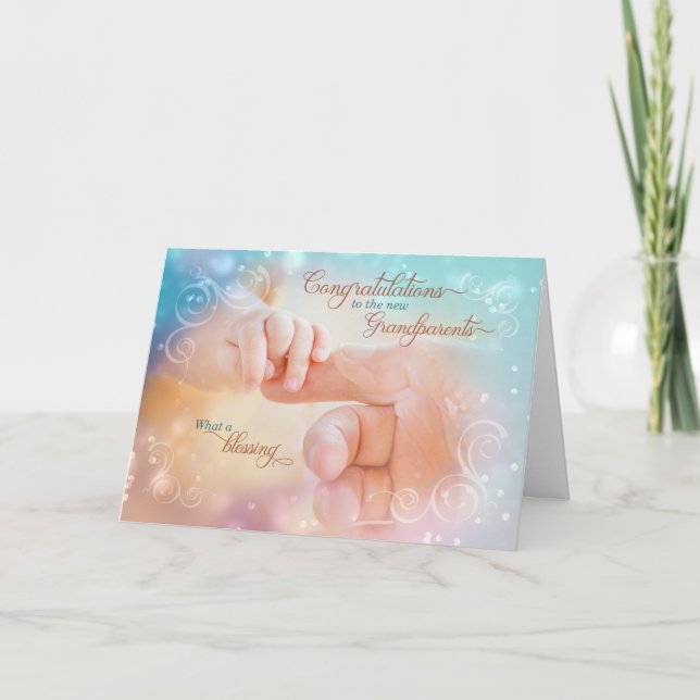 Tarjeta Felicitaciones a los nuevos abuelos a ofrecer bend (Anverso)