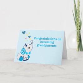 Tarjeta Felicitaciones a los nuevos abuelos, elefante azul