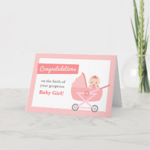 Tarjeta Felicitaciones a los nuevos padres por la bebé niñ