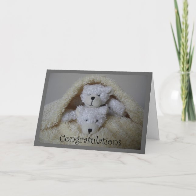 Tarjeta felicitaciones a los osos gemelos apilados (Anverso)