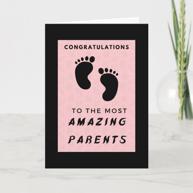 Tarjeta Felicitaciones a los padres más asombrosos - rosa (Anverso)