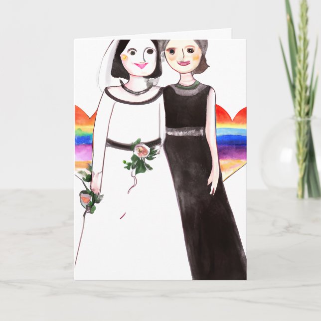Tarjeta Felicitaciones a los recién casados | Boda lesbian (Anverso)