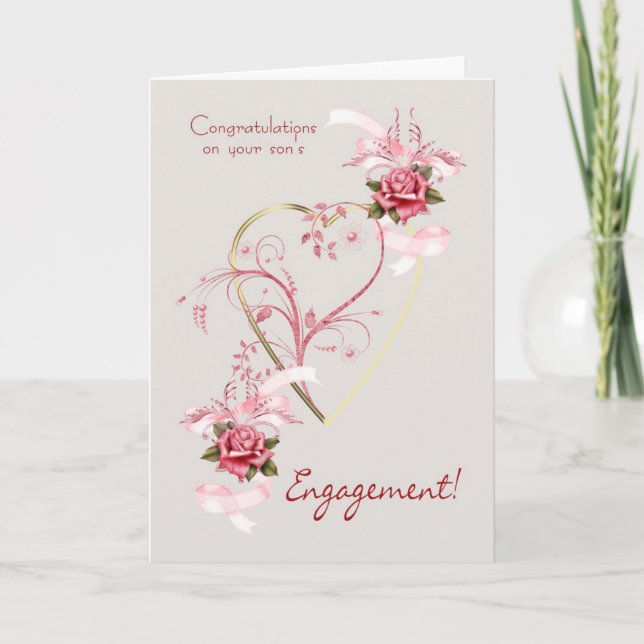 Tarjeta Felicitaciones a los Rosas de compromiso de su hij (Anverso)