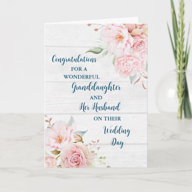 Tarjeta Felicitaciones a nieta y esposo (Anverso)