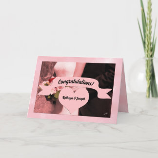 Tarjeta Felicitaciones a Novia Rosa y Boda Groom
