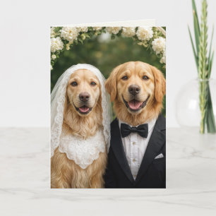 Tarjeta Felicitaciones a Novia y Groom Recuperador de Oro