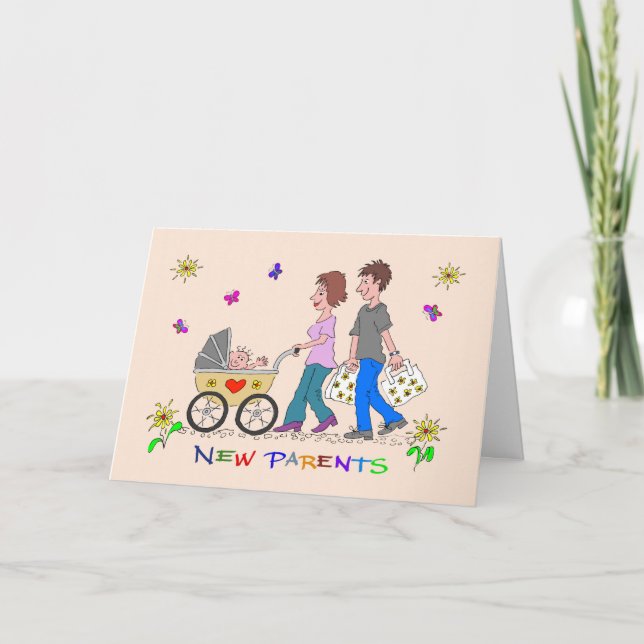 Tarjeta Felicitaciones a nuevos padres Personalizado famil (Anverso)