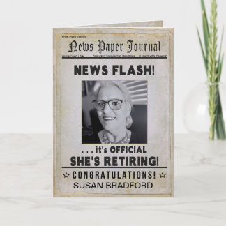 Tarjeta Felicitaciones a periódico de jubilación por ella