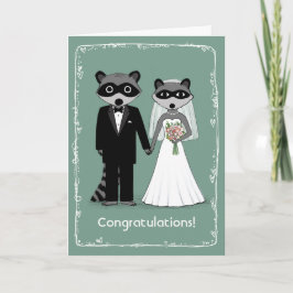 Tarjeta Felicitaciones a Raccoons Bride y Groom Boda
