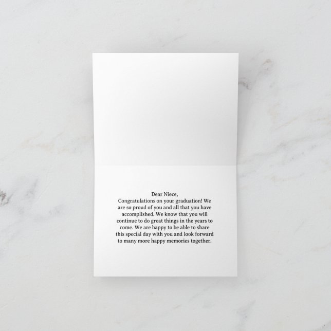 Tarjeta felicitaciones a sobrina por su graduación (Interior)