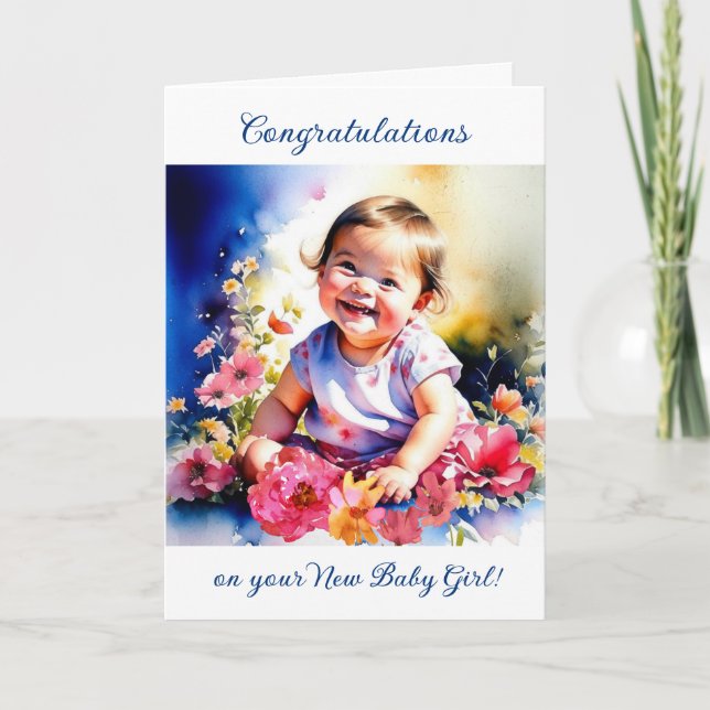 Tarjeta Felicitaciones a su Chica Recién nacido (Anverso)