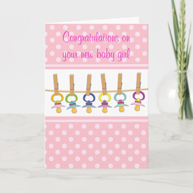 Tarjeta Felicitaciones a su chica recién nacido (Anverso)