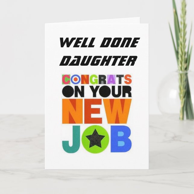TARJETA *FELICITACIONES A SU NUEVO HIJA DE TRABAJO* (Anverso)