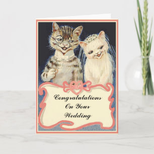 Tarjeta Felicitaciones A Sus Bodas Gatos Vintage