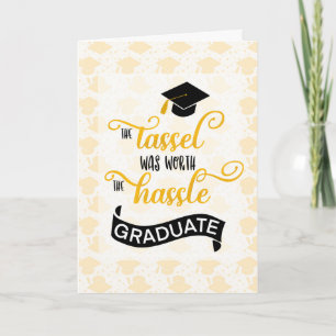 Tarjeta 	Felicitaciones a Tassel Worth por graduación univ
