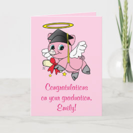 Tarjeta Felicitaciones a tu Ángel de Cerdo de Graduación