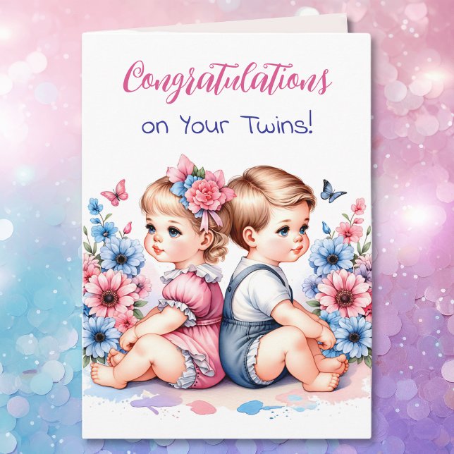 Tarjeta Felicitaciones a tu Chica y chico gemelo (Subido por el creador)