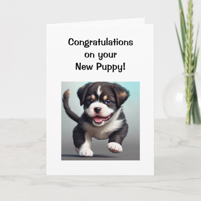 Tarjeta Felicitaciones a tu nuevo perro de cachorros (Anverso)